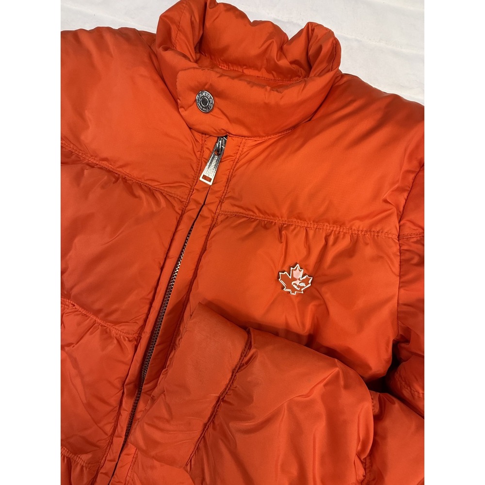 Dsquared2 Jacket Women 40 Orange Down Puffer Canada Leaf Logo Winter Coat Warm